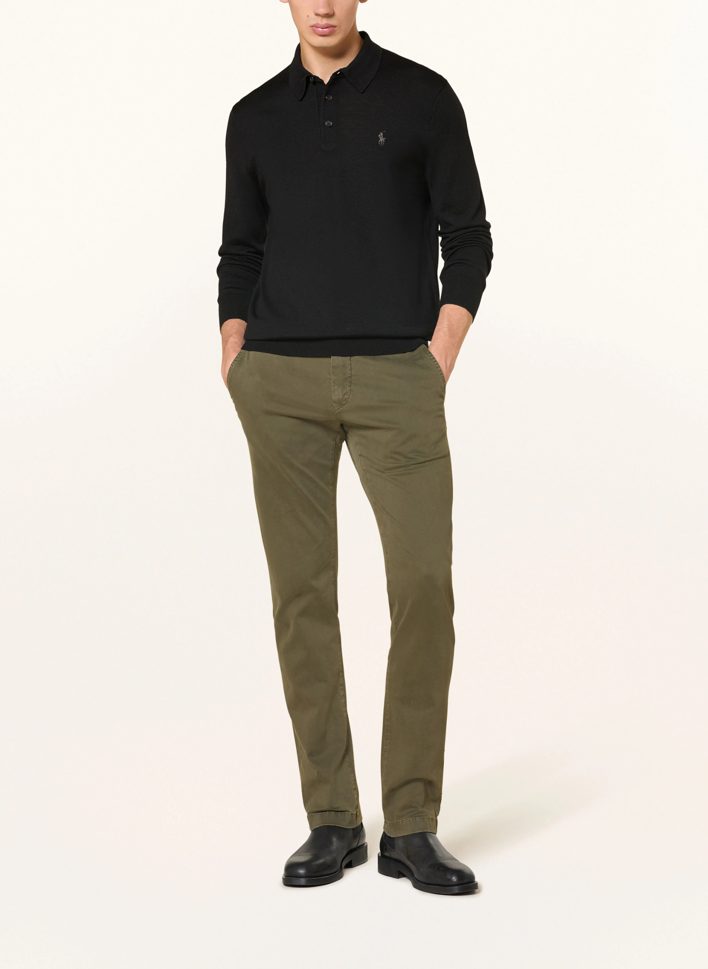 POLO RALPH LAUREN Strick-Poloshirt – SCHWARZ