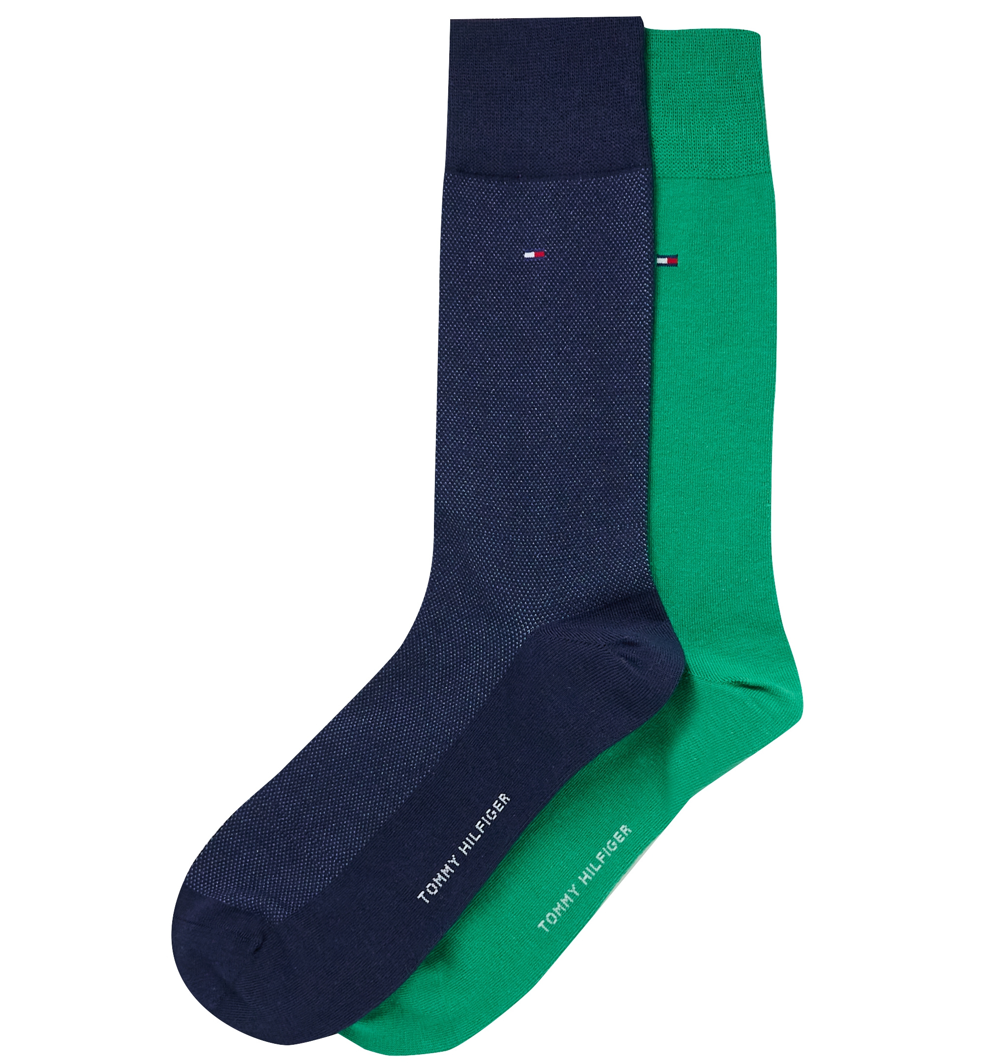 Tommy Hilfiger Men's Dress Reinforced Heel Crew Socks, 2-Pack - Navy/Green