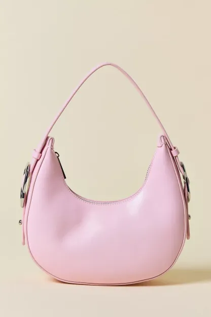 UO Ella Buckled Crescent Shoulder Bag - Pink