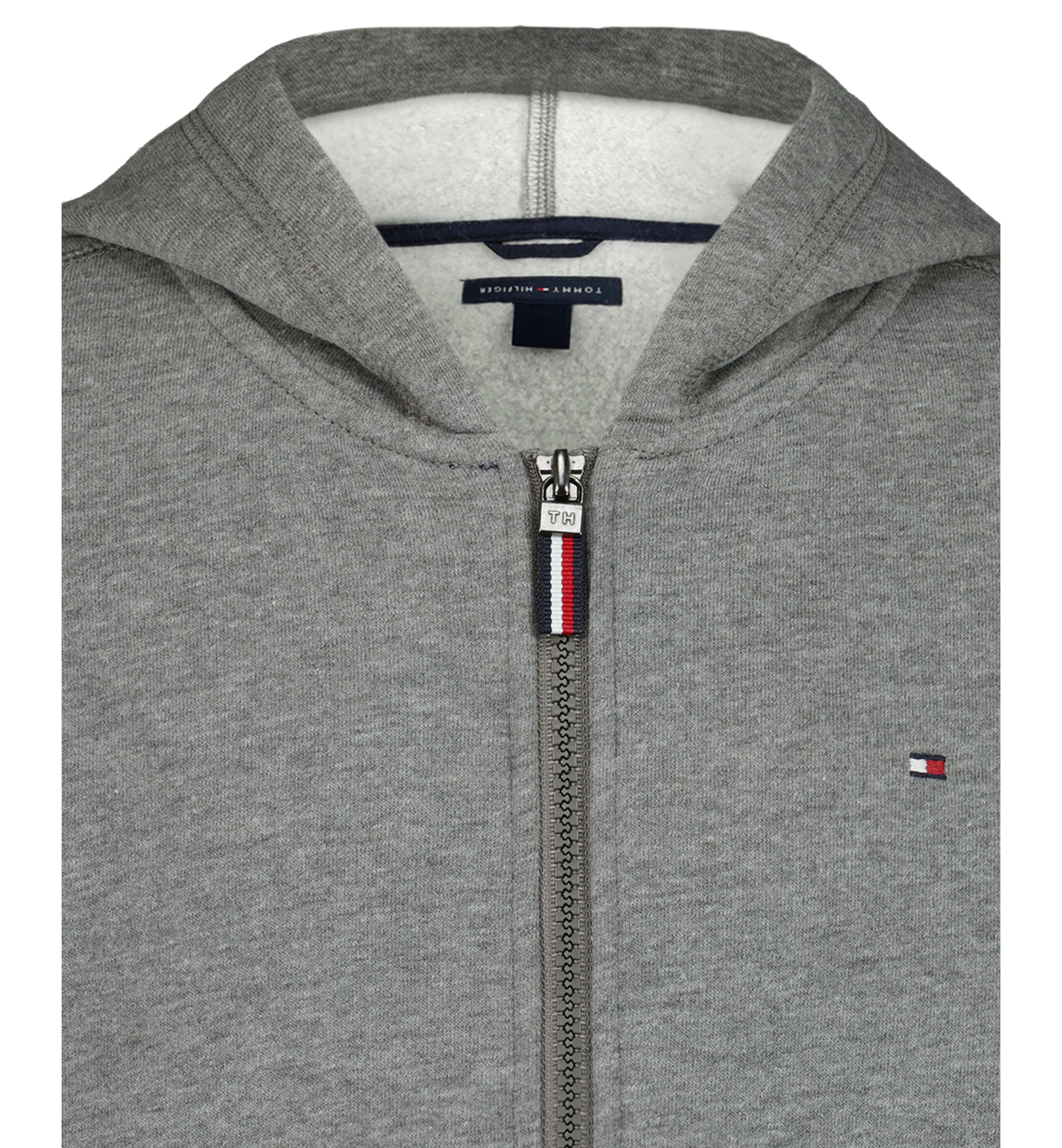 Tommy Hilfiger Boys' 8-20 Signature Full Zip Kangaroo-Pocket Cotton-Polyester Blend Zip Hoodie - Med Gray