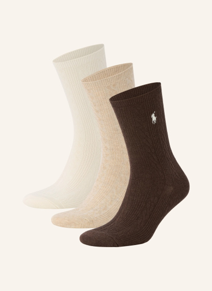 POLO RALPH LAUREN 3er-Pack Strümpfe – ECRU / DUNKELBRAUN / BEIGE