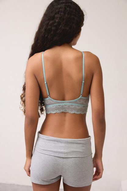 Out From Under Star Crossed Lace Trim Underwire Bra - Blue