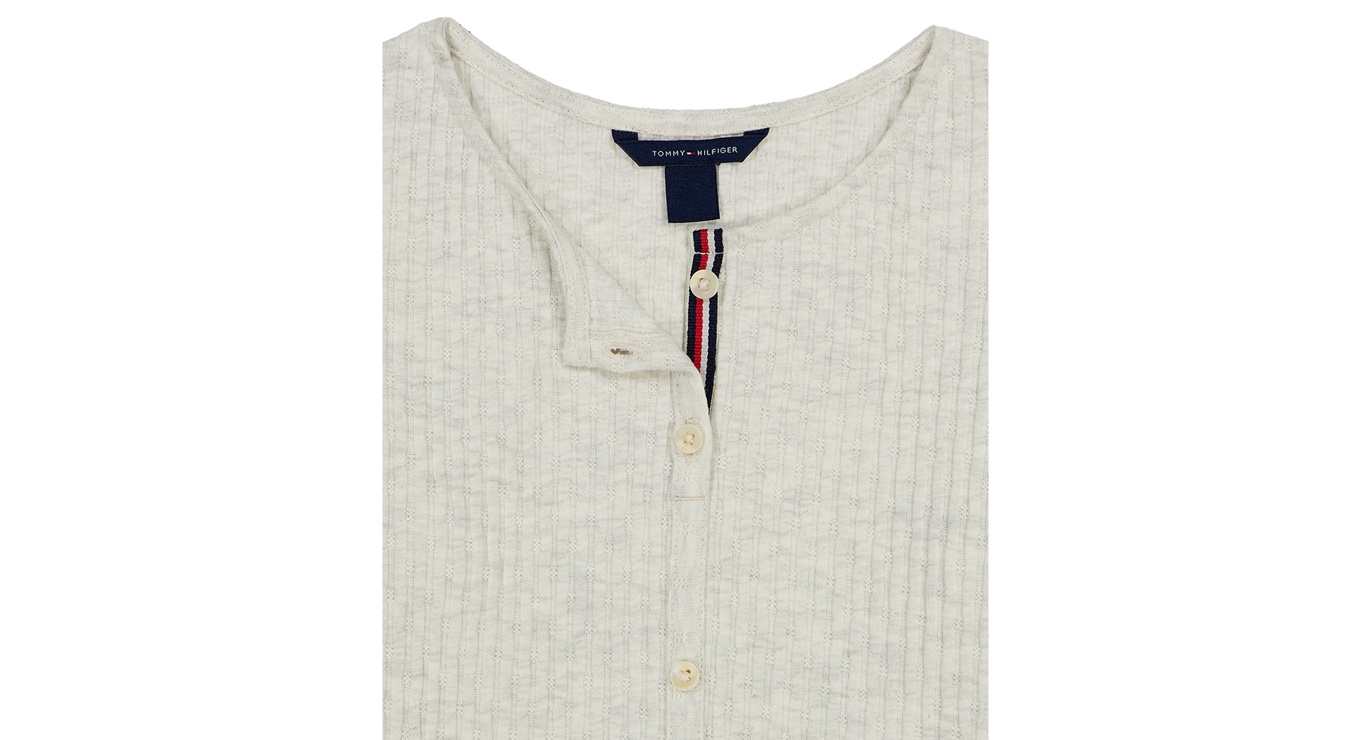 Tommy Hilfiger Girls' 7-16 Pointelle Rib Long-Sleeve Top - Oat Heather