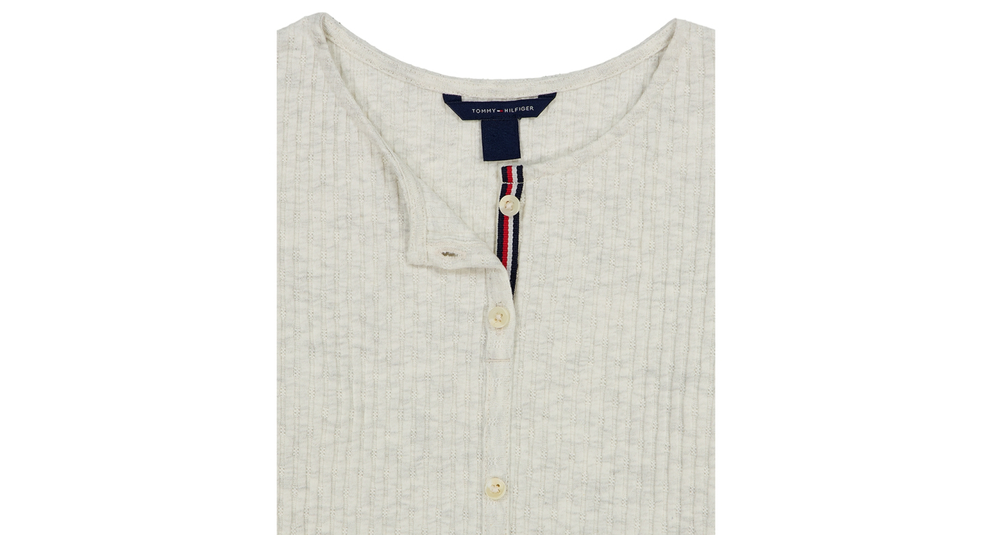 Tommy Hilfiger Girls' 7-16 Pointelle Rib Long-Sleeve Top - Oat Heather