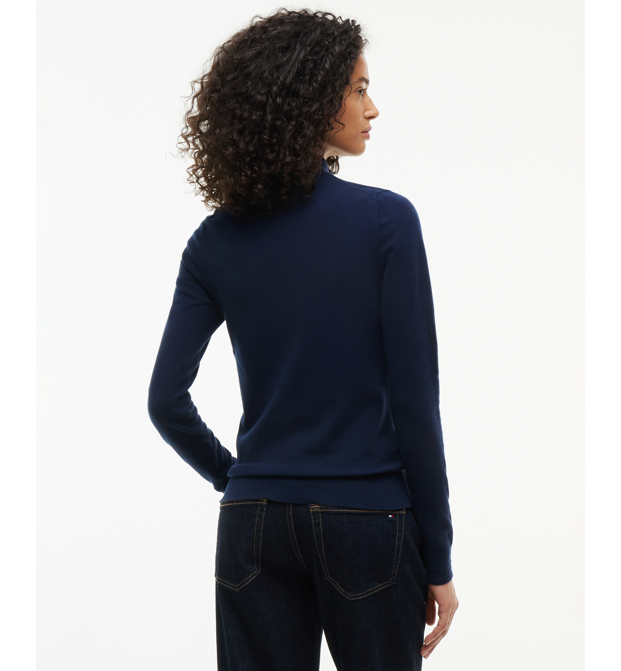 Tommy Hilfiger Women's Mock Neck Long-Sleeve Slim-Fit Sweater - Dark Blue