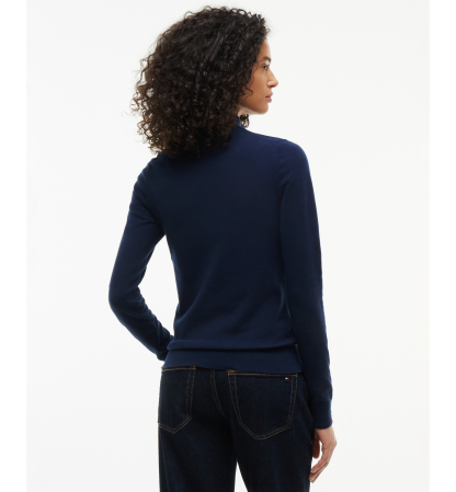 Tommy Hilfiger Women's Mock Neck Long-Sleeve Slim-Fit Sweater - Dark Blue
