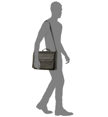 Tommy Hilfiger Men's Pebble Faux-Leather Leo Messenger Bag - Black