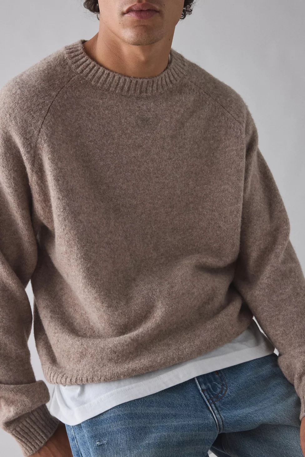 UO Everyday Cozy Knit Crew Neck Sweater - Taupe