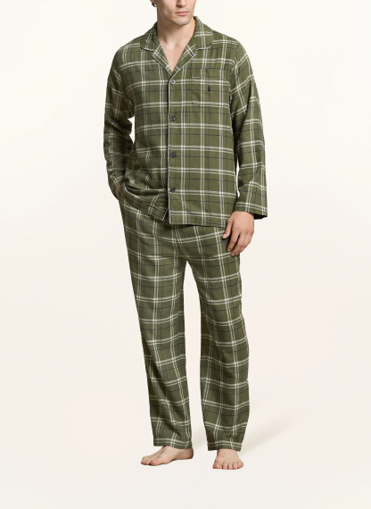 POLO RALPH LAUREN Flanell-Schlafanzug – GRÜN / ECRU / DUNKELBLAU