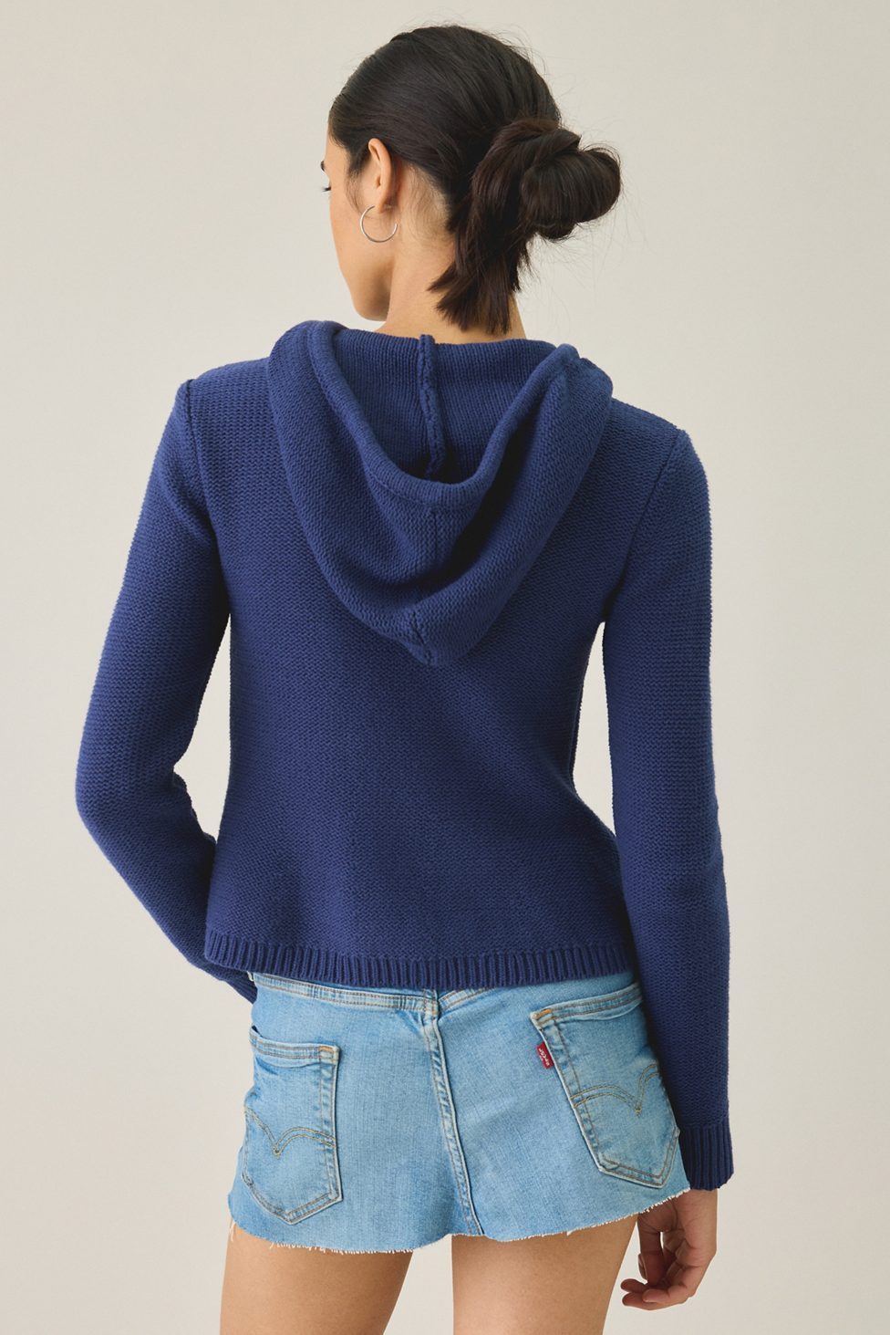BDG Off Campus Double Breasted Hooded Cardigan - Navy