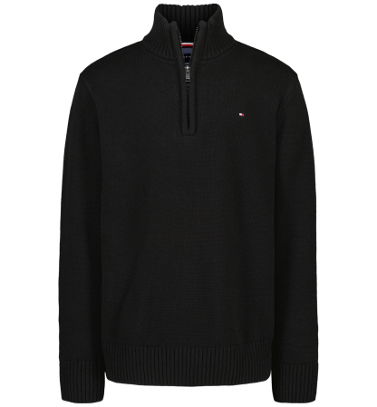 Tommy Hilfiger Boys' 8-20 Zipneck Cotton Quarter-Zip Sweater - Black