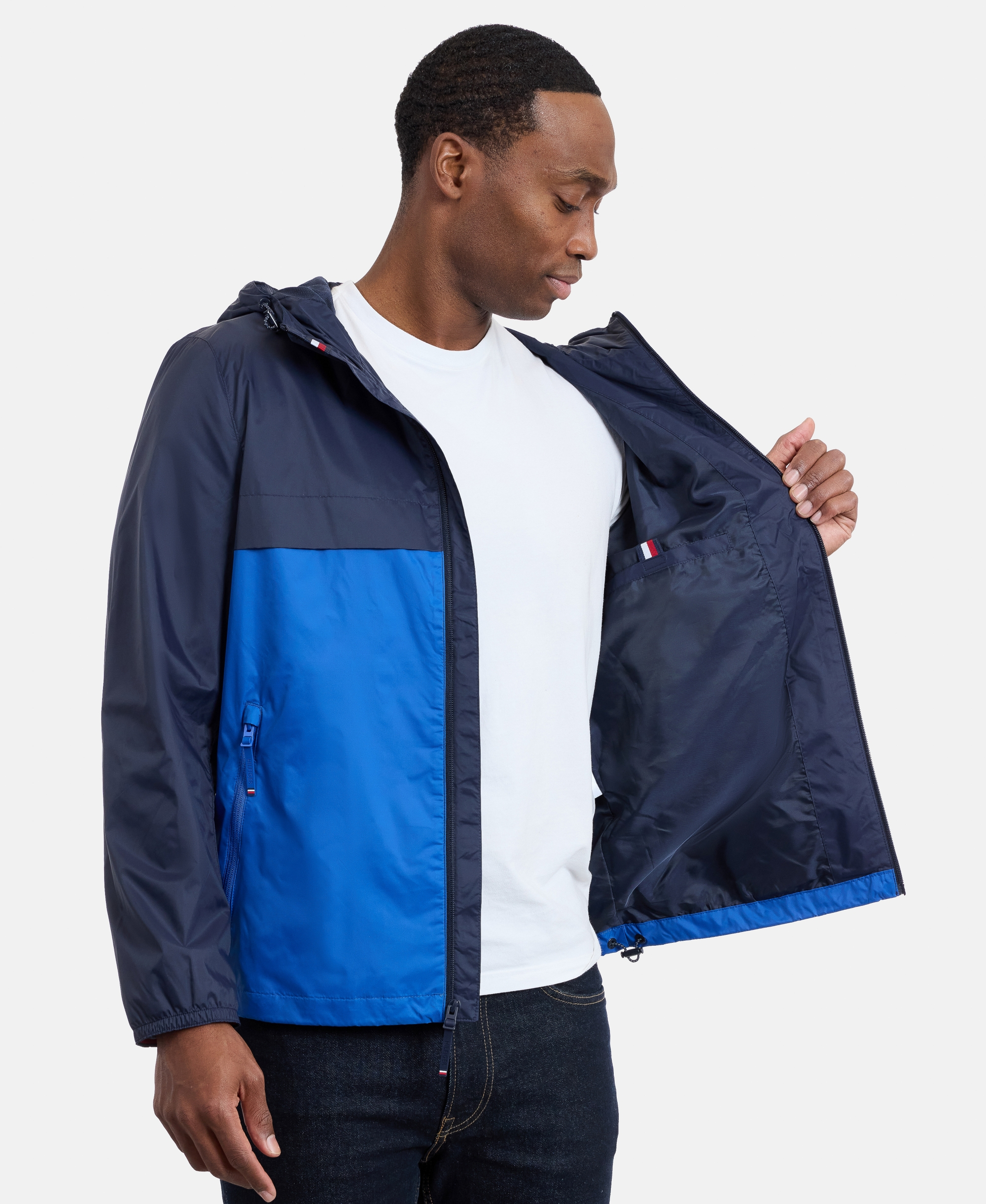 Tommy Hilfiger Men's Hooded Windbreaker Jacket - Navy/Blue