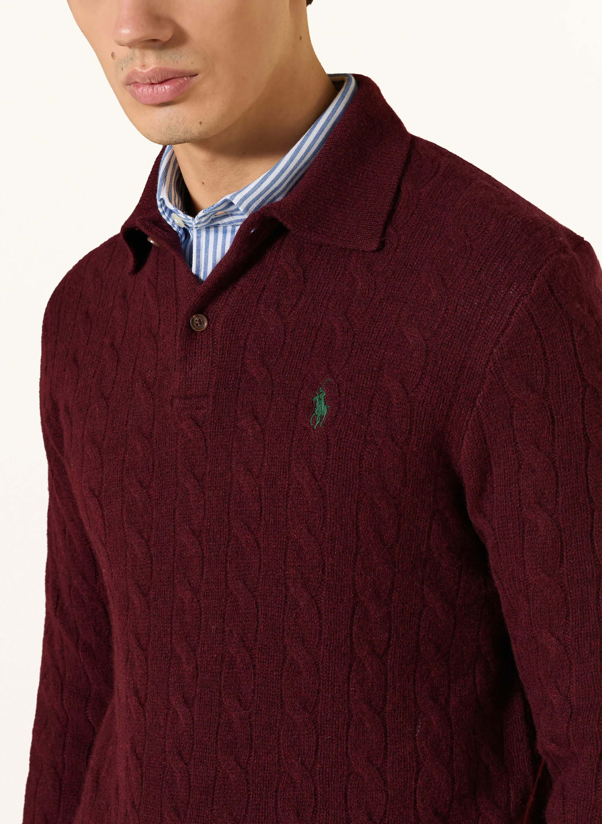 POLO RALPH LAUREN Strick-Poloshirt – DUNKELROT