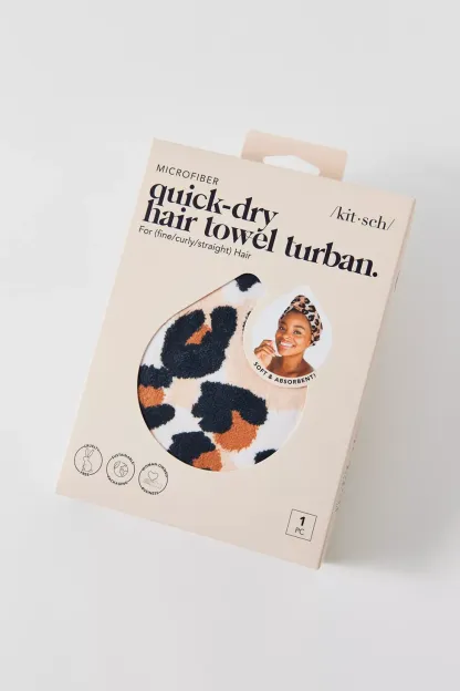 KITSCH Quick-Drying Microfiber Hair Towel - Leopard