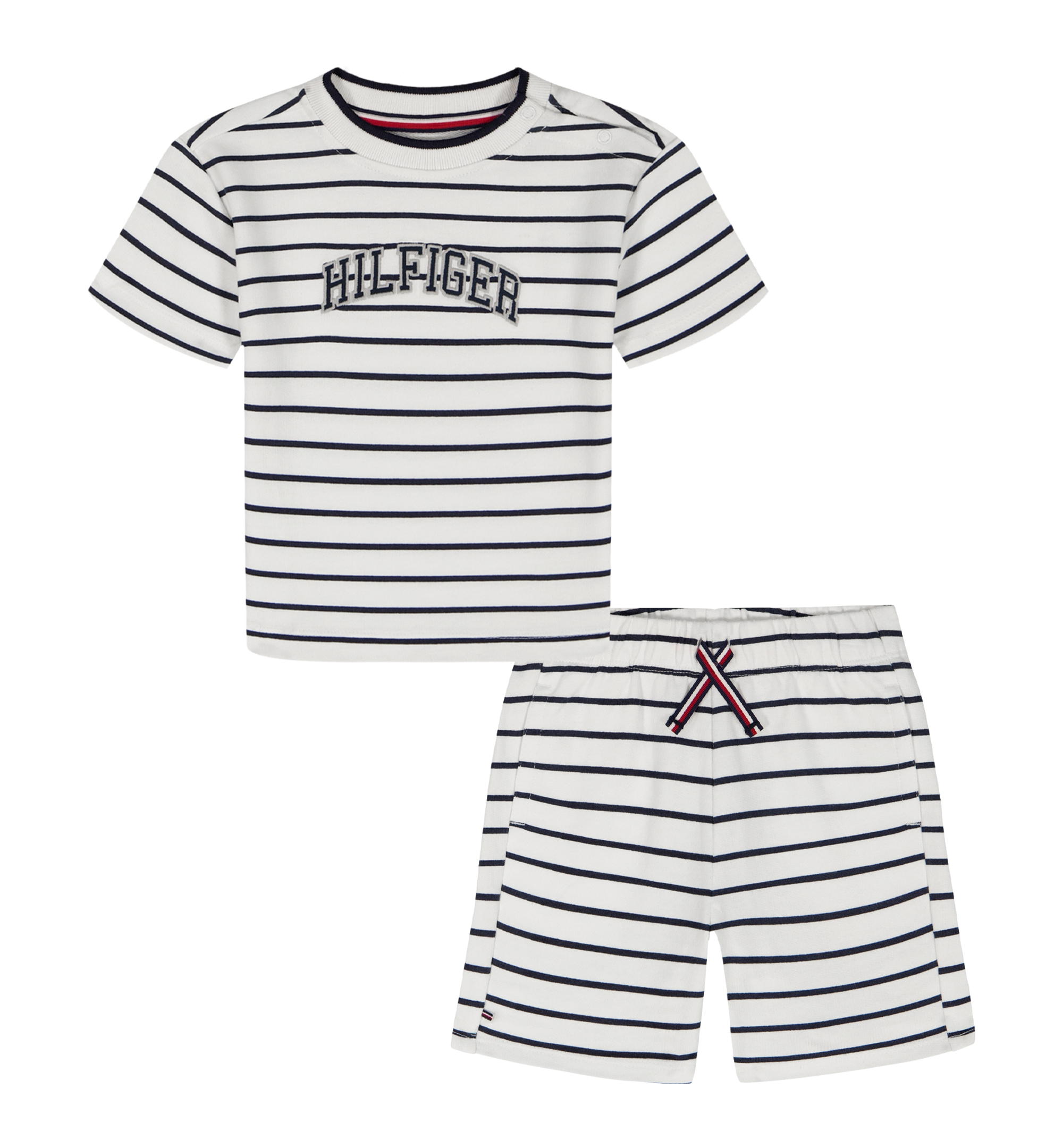 Tommy Hilfiger Baby Boys' Striped French Terry T-Shirt and Shorts, 2-Piece Set - White