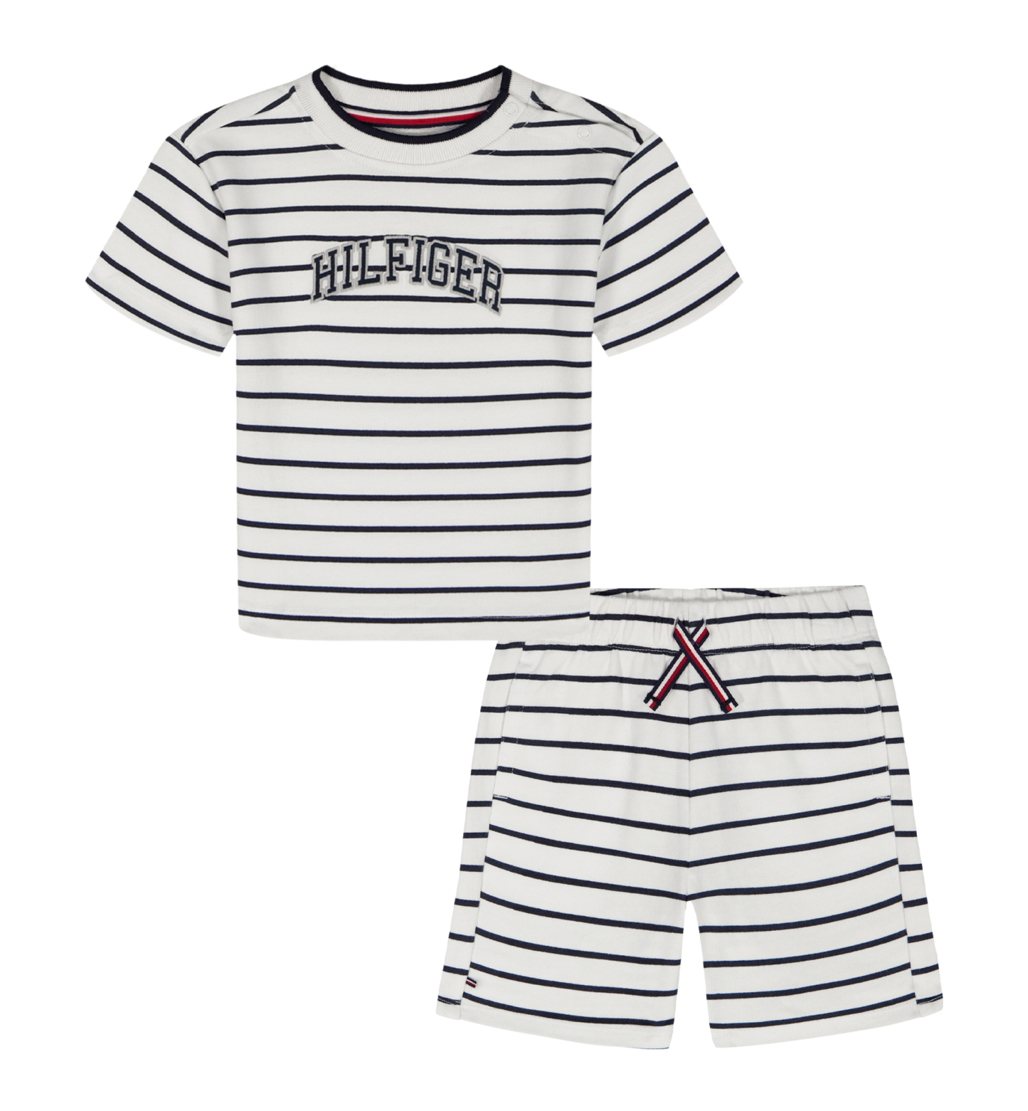 Tommy Hilfiger Baby Boys' Striped French Terry T-Shirt and Shorts, 2-Piece Set - White