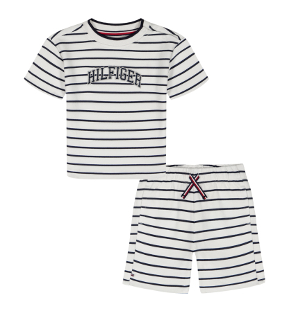 Tommy Hilfiger Baby Boys' Striped French Terry T-Shirt and Shorts, 2-Piece Set - White