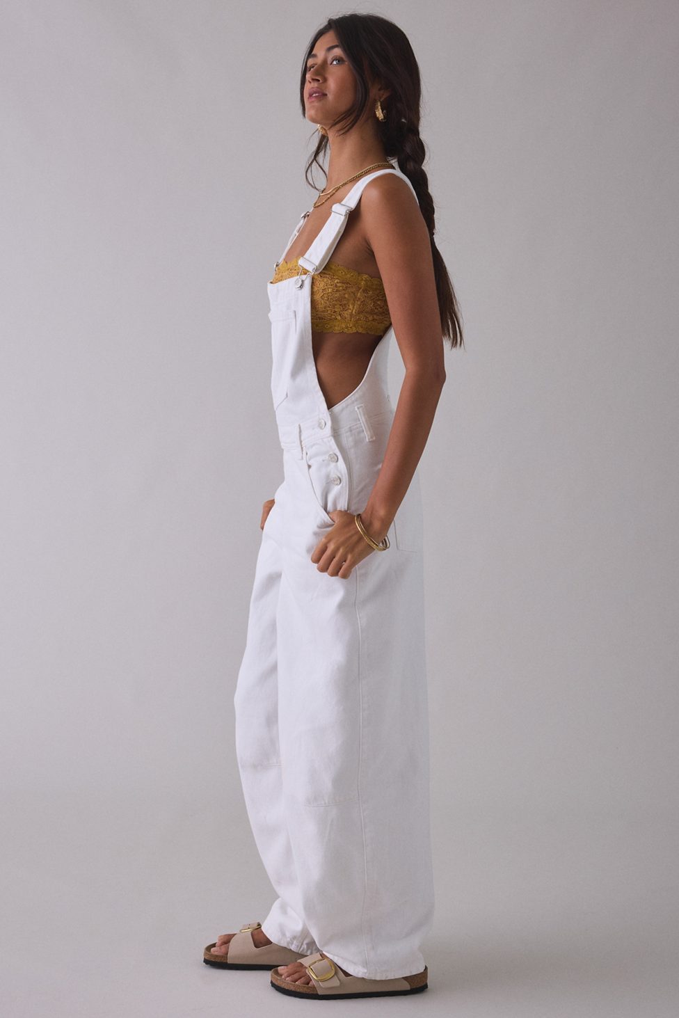 BDG Rih Extreme Barrel-Leg Overalls - White
