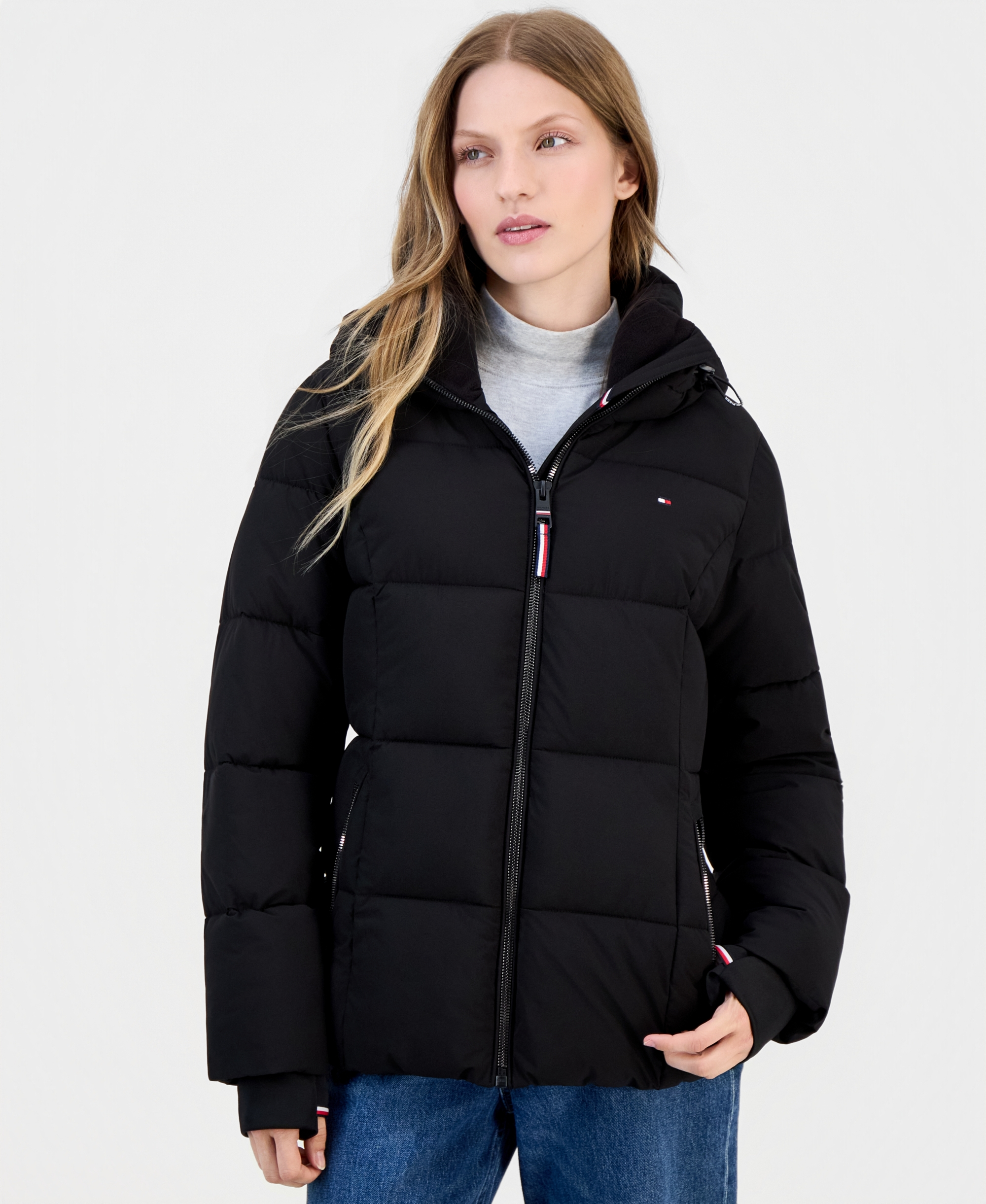 Tommy Hilfiger Women's Short Hooded Puffer Jacket, Created for Macy's - Black