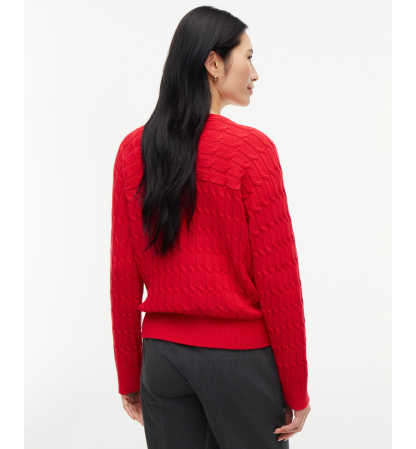 Tommy Hilfiger Women's Oversized Cable-Knit V-Neck Cardigan - Red