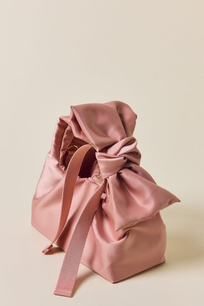 UO Halle Bow Satin Crossbody Bag - Rose