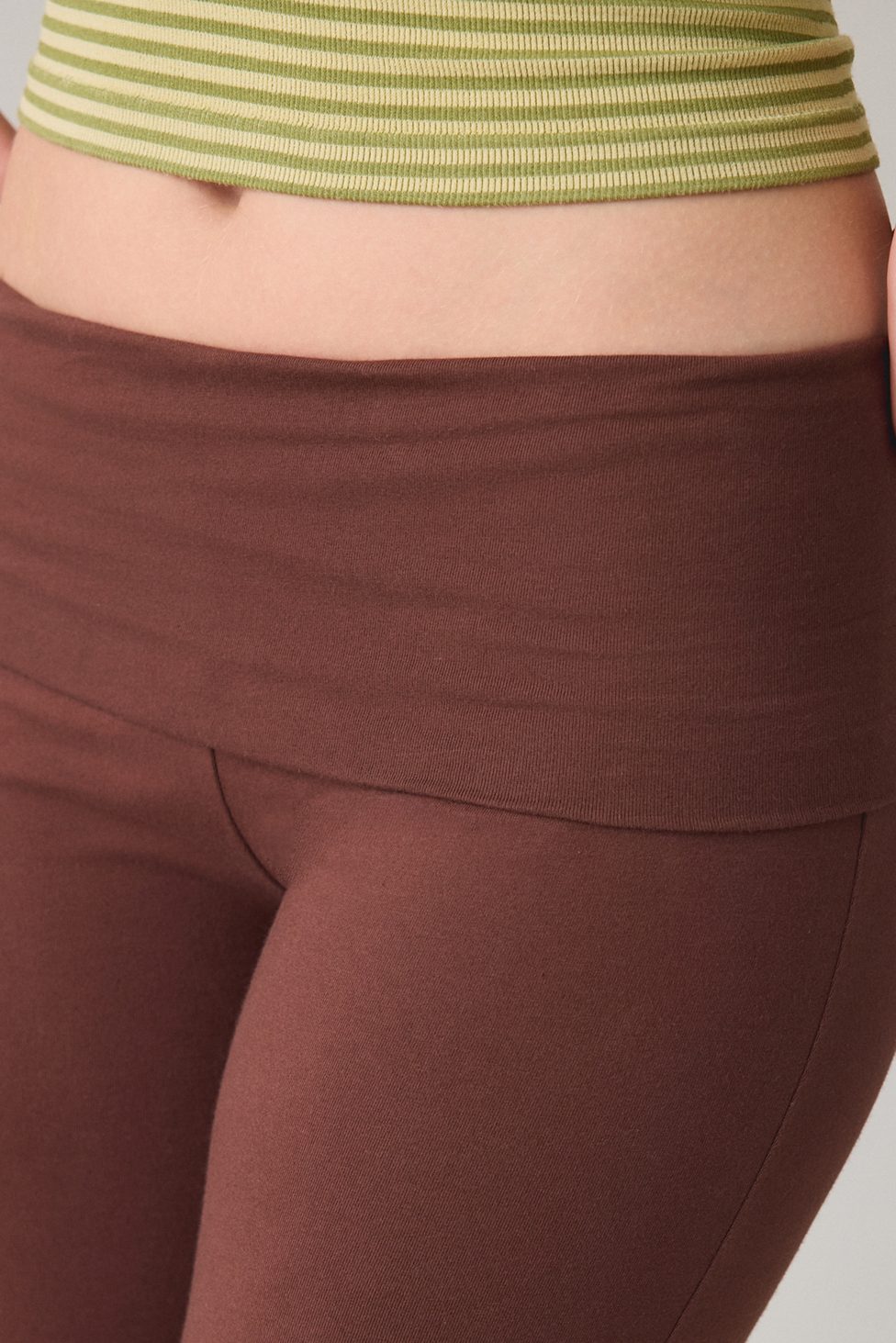 Out From Under Bec Foldover Slim Flare Pants - Chocolate