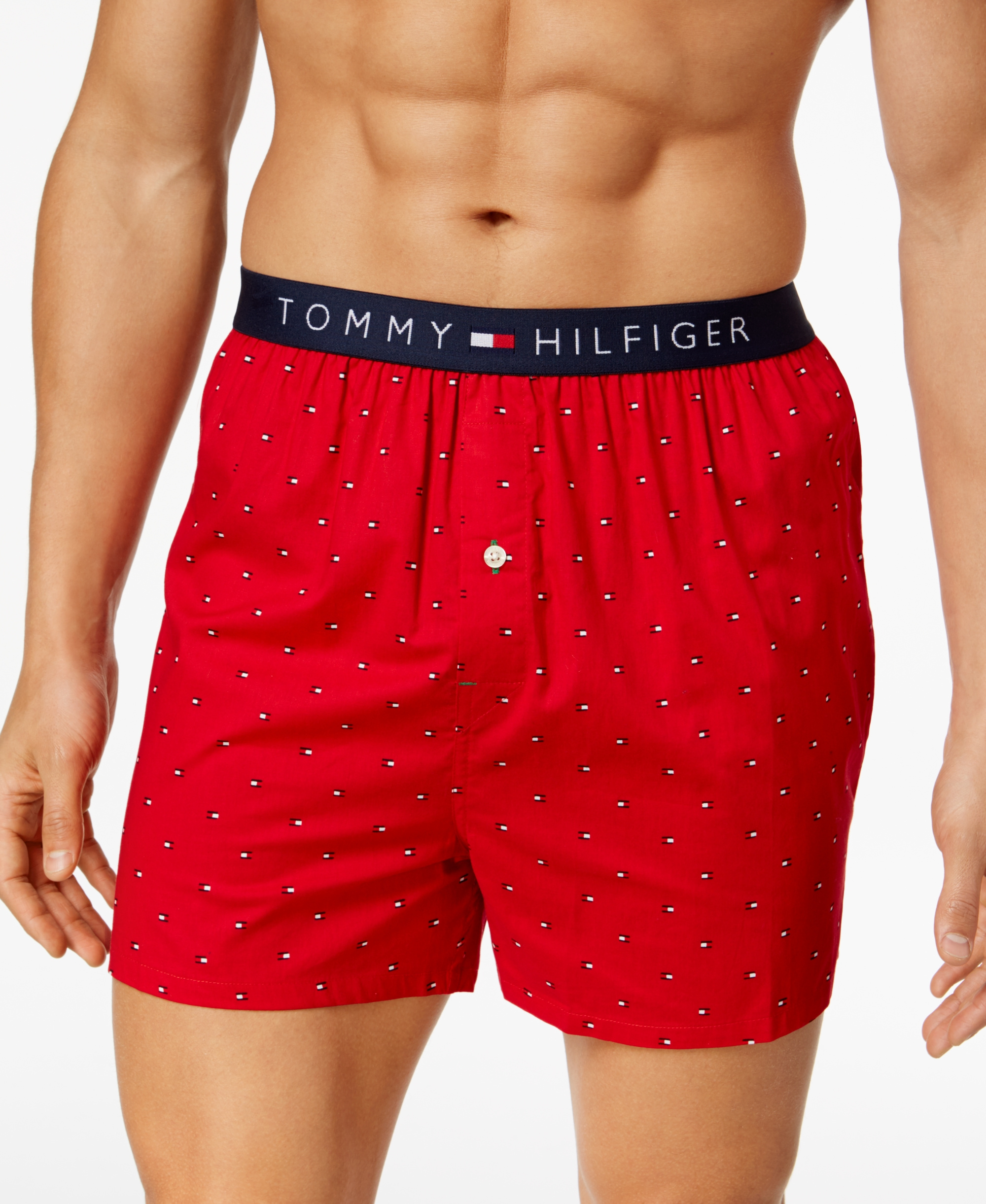 Tommy Hilfiger Men's Flag Logo Printed Cotton Boxers Underwear - Mahogany Red