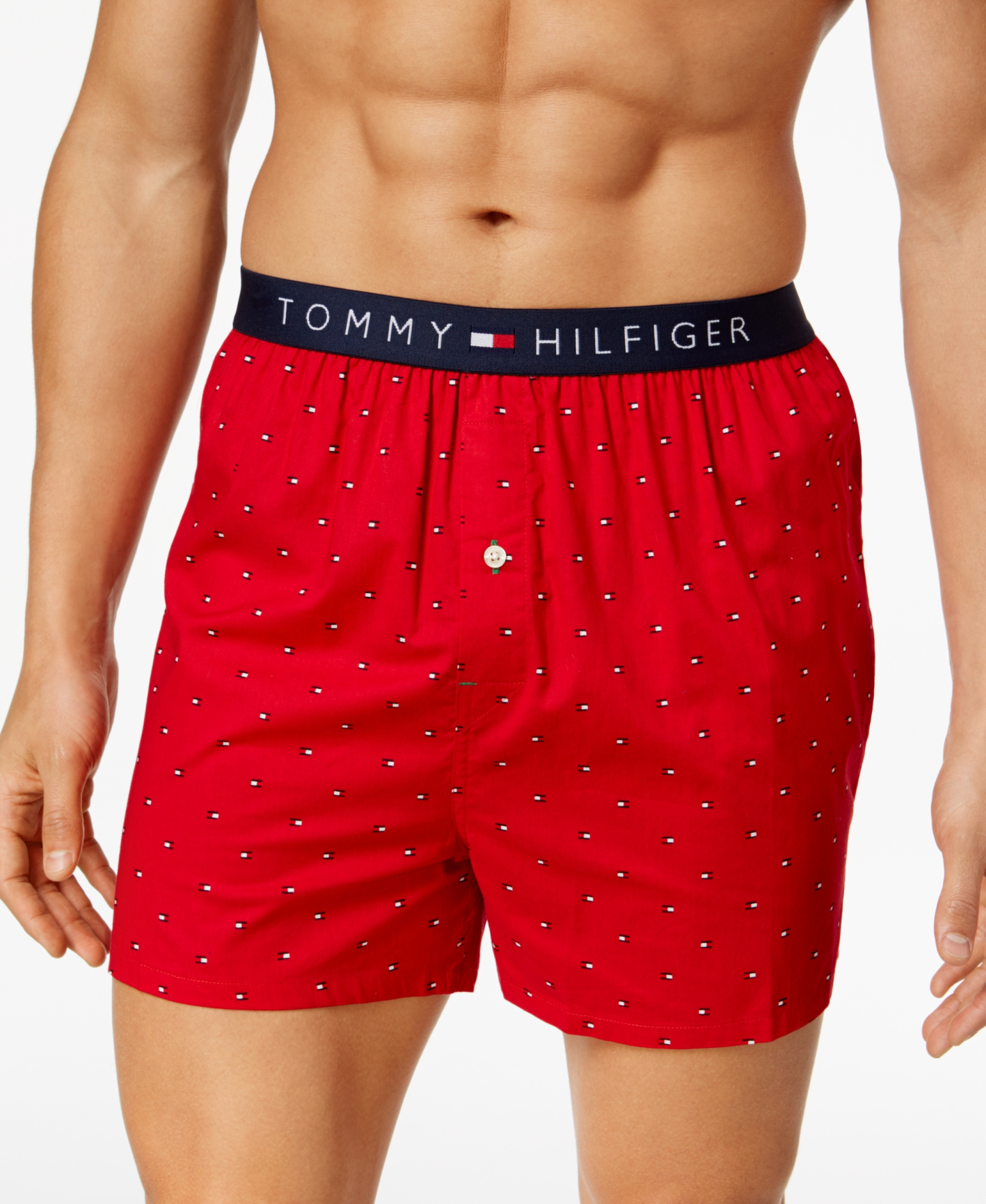 Tommy Hilfiger Men's Flag Logo Printed Cotton Boxers Underwear - Mahogany Red