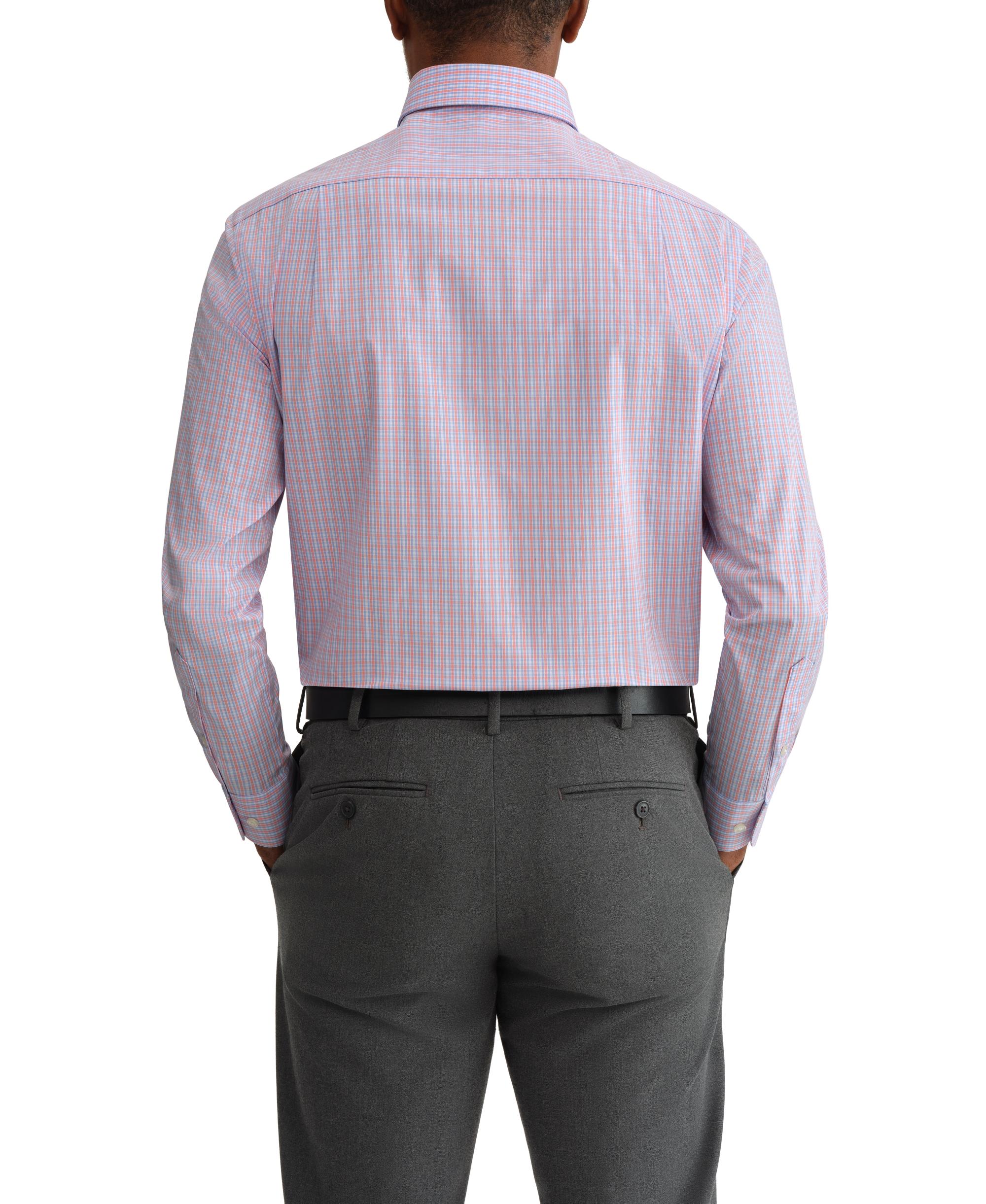 Tommy Hilfiger Men's Regular Fit Wrinkle Resistant Stretch Dress Shirt - Coral Multi