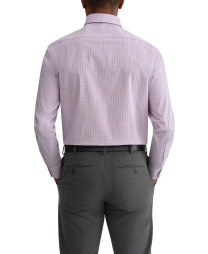 Tommy Hilfiger Men's Regular Fit Wrinkle Resistant Stretch Dress Shirt - Coral Multi