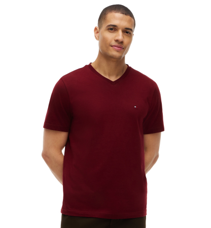 Tommy Hilfiger Men's Essential Cotton V-Neck Regular-Fit T-Shirt - Burgundy