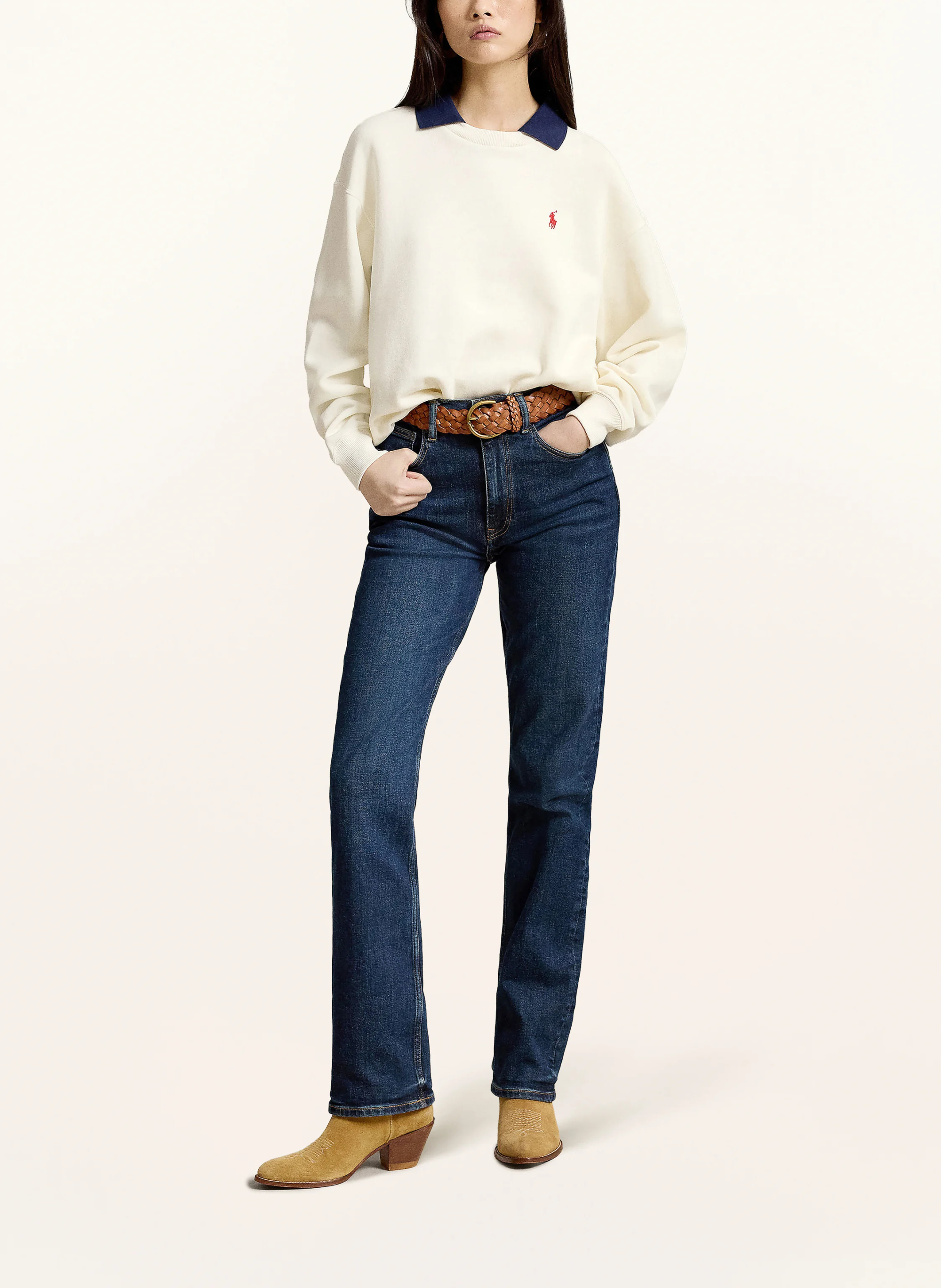 POLO RALPH LAUREN Sweatshirt – CREME / DUNKELBLAU