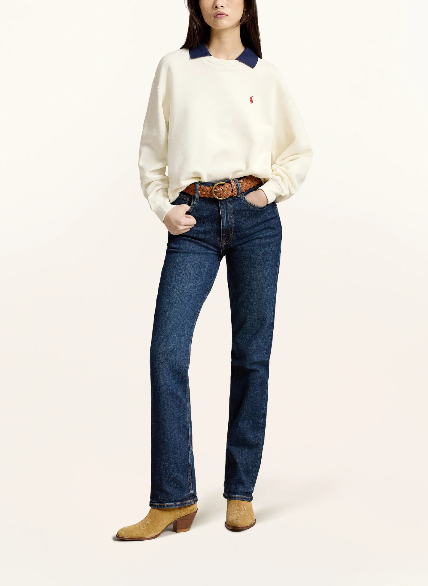 POLO RALPH LAUREN Sweatshirt – CREME / DUNKELBLAU