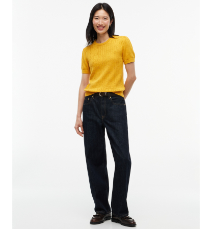 Tommy Hilfiger Women's Pointelle Puff-Sleeve Sweater - Coastal Yellow