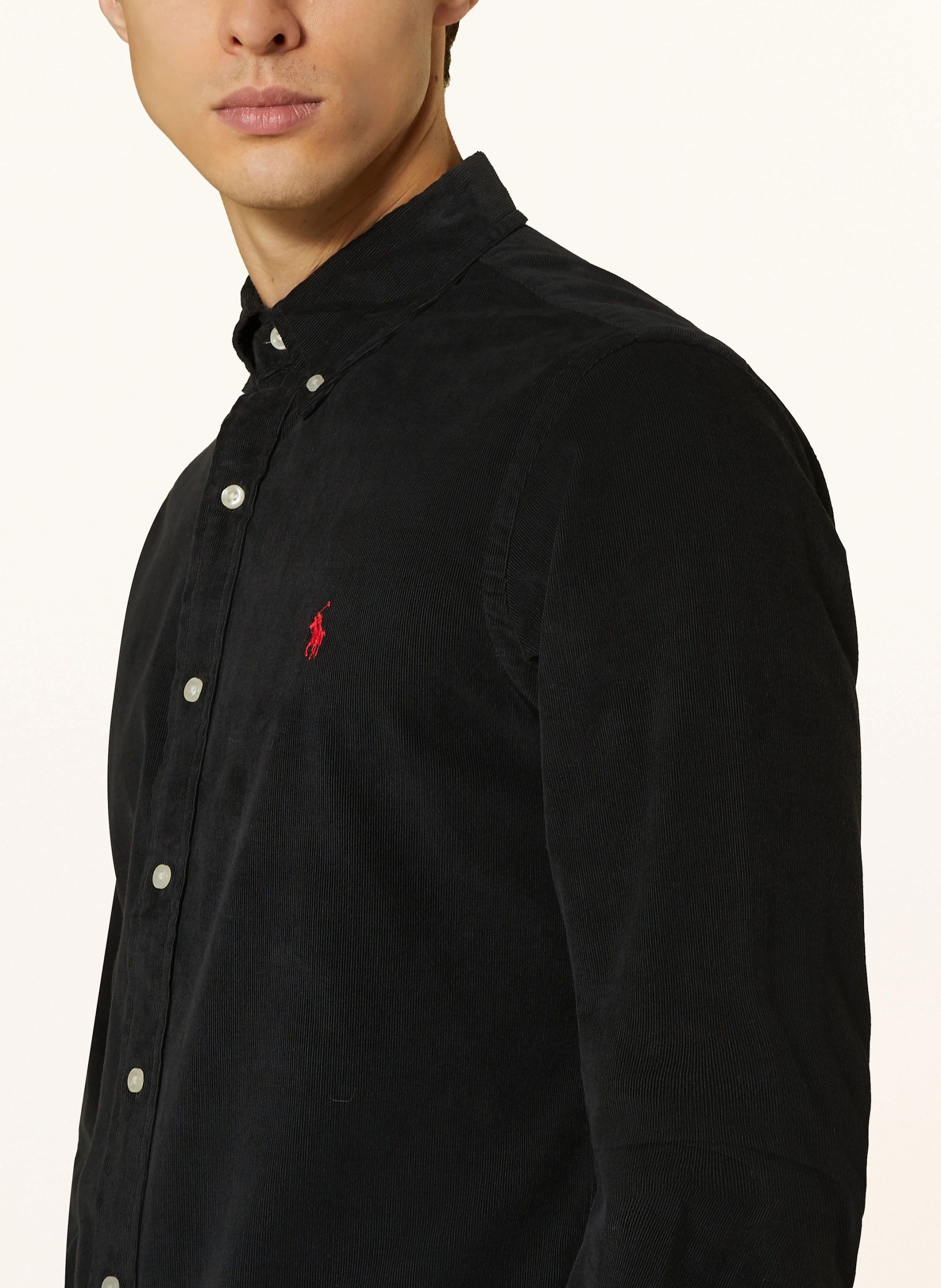 POLO RALPH LAUREN Cordhemd Custom Fit – SCHWARZ