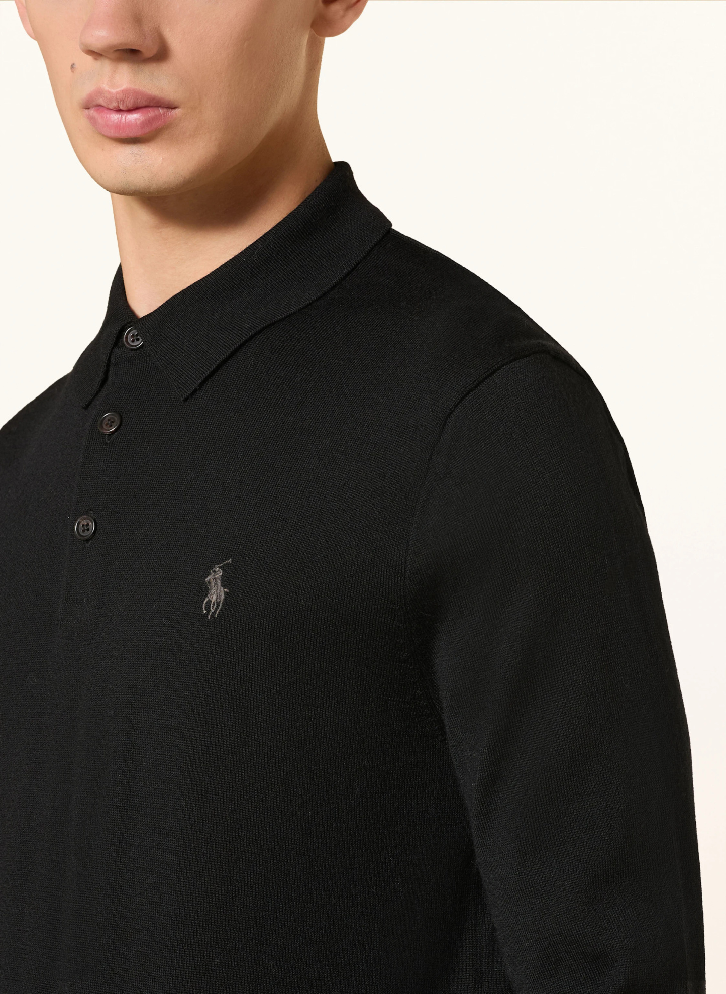 POLO RALPH LAUREN Strick-Poloshirt – SCHWARZ