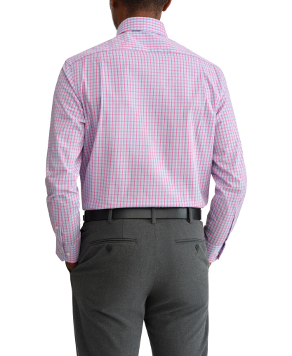 Tommy Hilfiger Men's Regular Fit Wrinkle Resistant Stretch Dress Shirt - Rose Multi