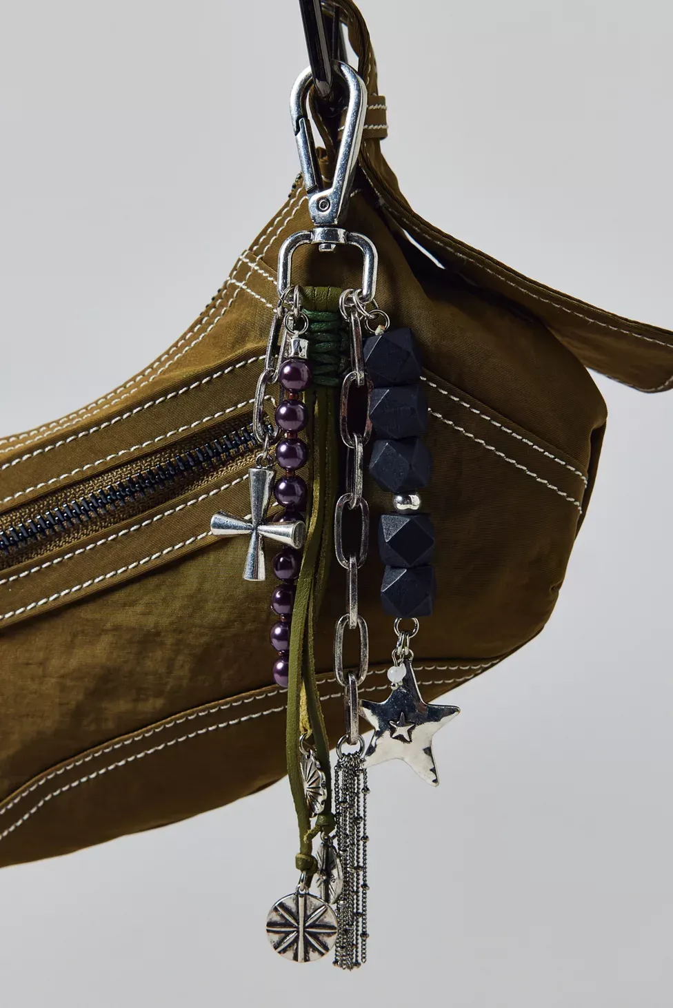 Charm Cluster Boho Keychain - Silver