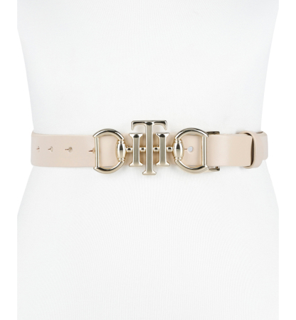 Tommy Hilfiger Women's Skinny Double Ended Horsebit Buckle Dress Casual Belt - Natural