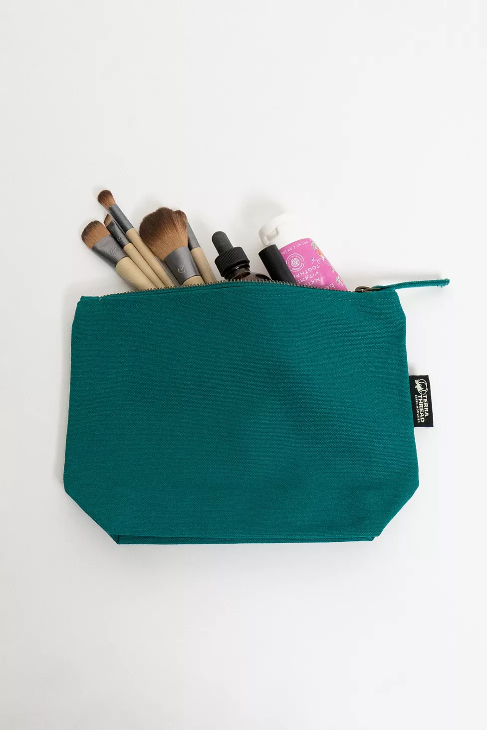 Terra Thread Organic Cotton Canvas Zippered Pouch - Turquoise
