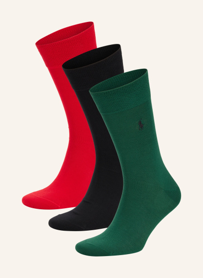 POLO RALPH LAUREN 3er-Pack Socken – GRÜN / ROT / SCHWARZ