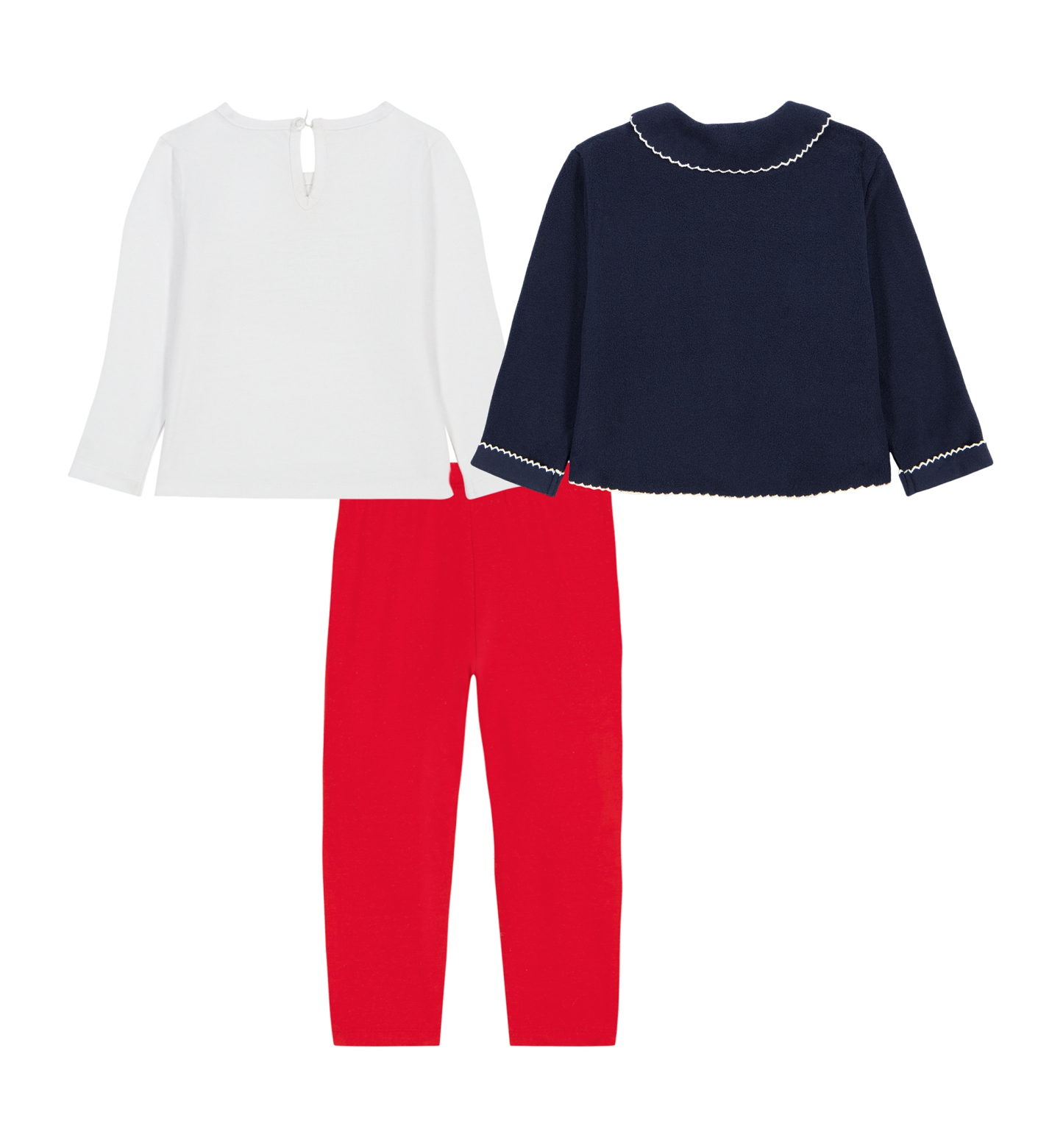 Tommy Hilfiger Girls' 2T-6X Peter Pan Collar Long-Sleeve T-Shirt, Jacket and Leggings, 3-Piece Set - Navy/White/Red