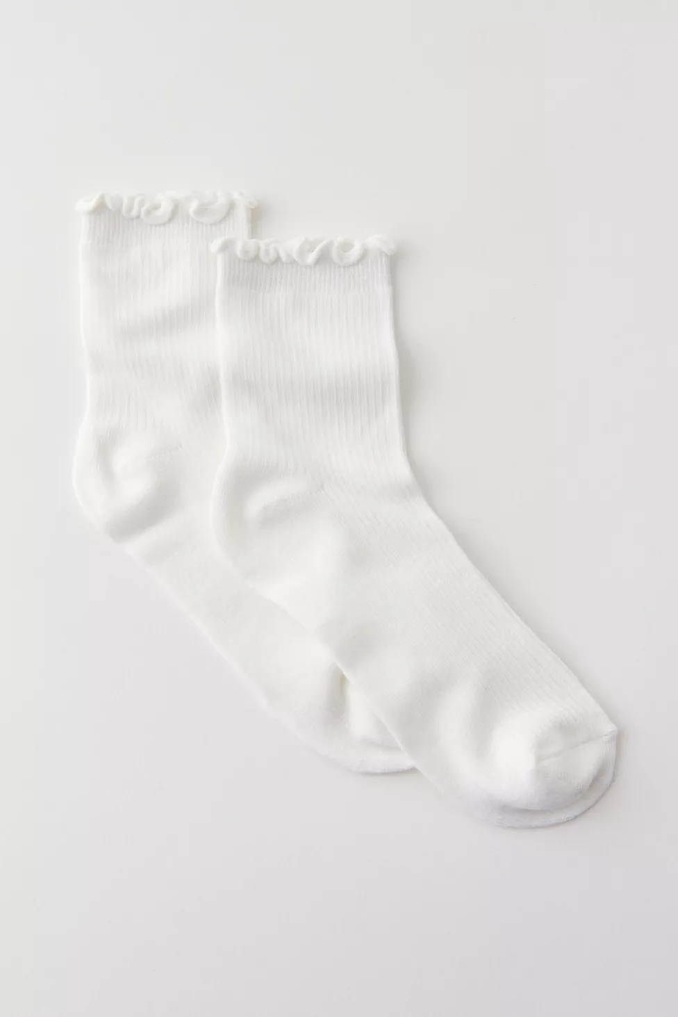 Lettuce-Edge Ribbed Socks - Ivory