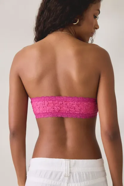 Out From Under Veronica Lace Pinch-Front Bandeau Bralette - Fuschia Red