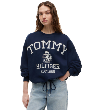 Tommy Hilfiger Women's Cotton-Blend Round Neck Sweatshirt - Dark Night Navy