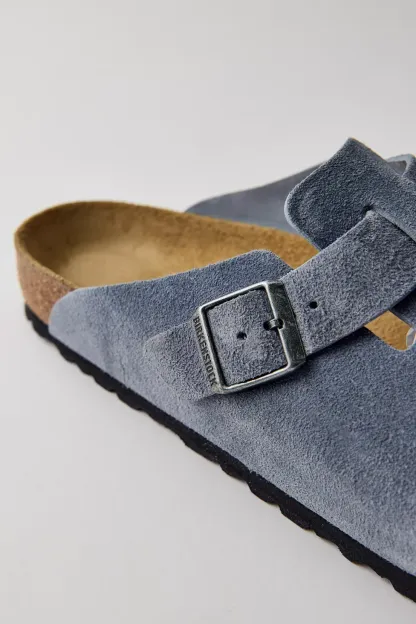 Birkenstock Men's Boston Suede Clogs - Stone Blue