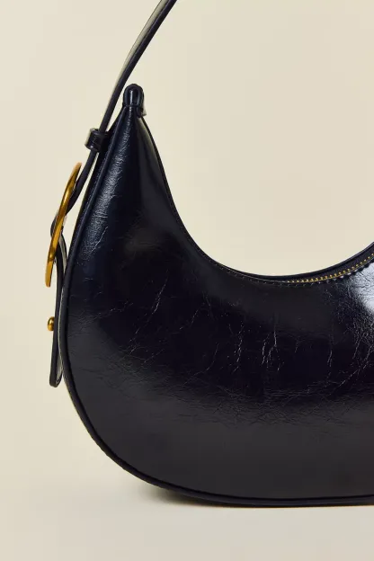 UO Ella Buckled Crescent Shoulder Bag - Black