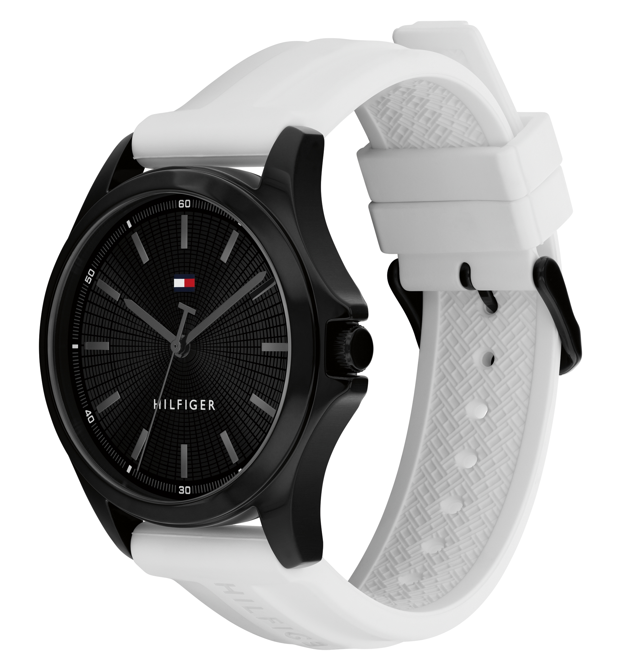 Tommy Hilfiger Men's Quartz White Silicone Strap Watch 42mm - Black