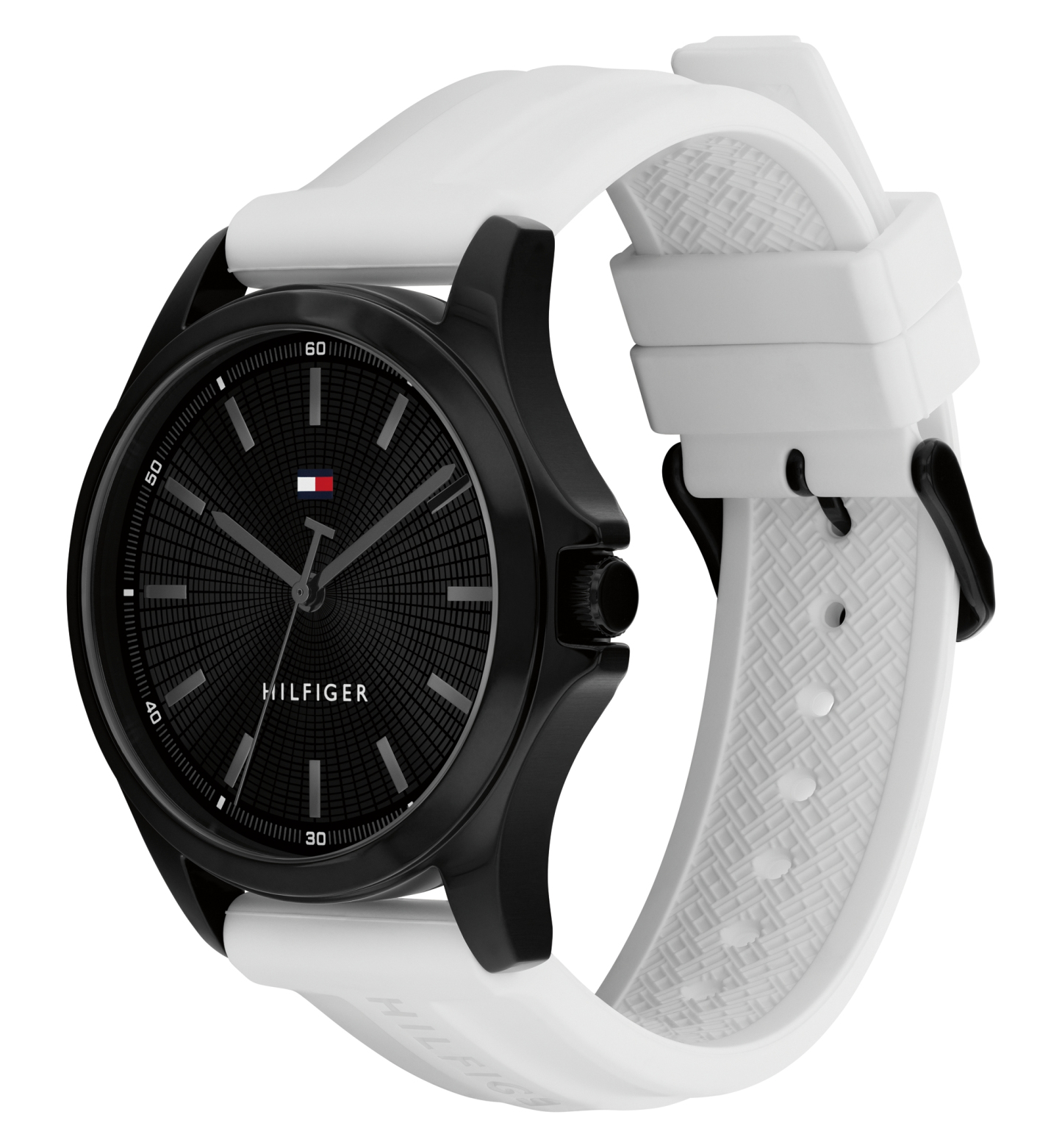 Tommy Hilfiger Men's Quartz White Silicone Strap Watch 42mm - Black