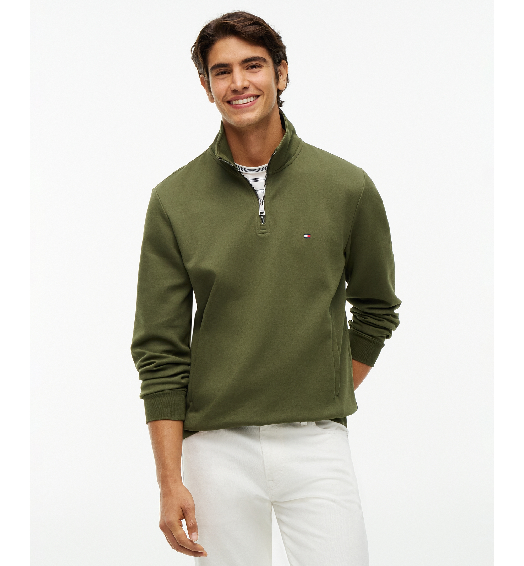 Tommy Hilfiger Men's Essential Intechno Knit Regular-Fit Quarter-Zip Sweatshirt - Hunstman Green